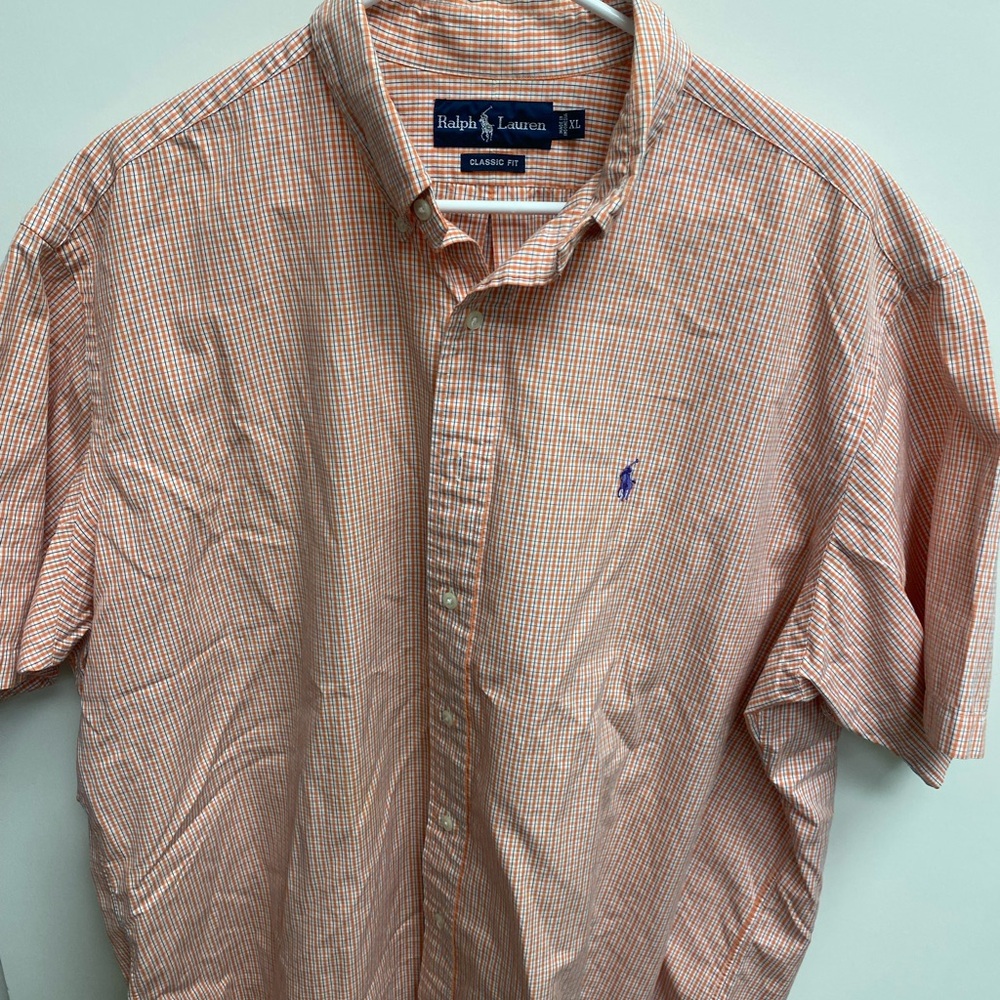 Ralph Lauren Orange & White Micro-Check Button-Down Shirt - Men
